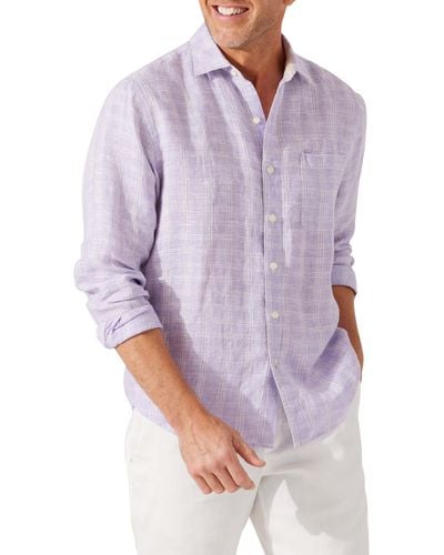 Tommy Bahama Ventana Plaid Linen Button-up Shirt - Purple