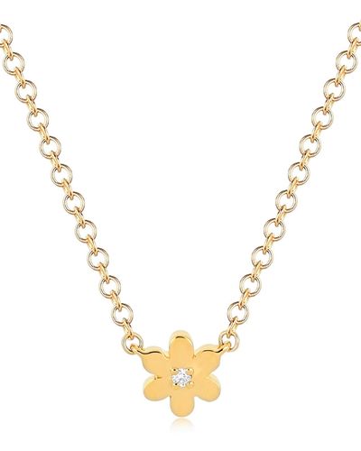 EF Collection Baby Daisy Pendant Necklace - Metallic