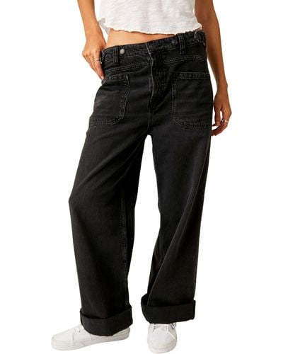 Free People Palmer Cuffed baggy Jeans - Black