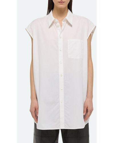 Helmut Lang Soft Cap Sleeve Button-up Shirt - White