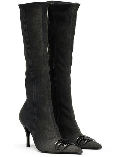 DIESEL Diesel Pointed Toe Knee High Boots - Black