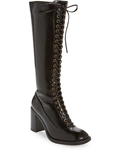 Jeffrey Campbell Engage Lace-up Knee High Boot - Black