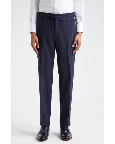 Thom Sweeney Pinstripe Structured Wool Suit - Blue