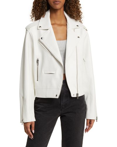 Blank NYC Faux Leather Moto Jacket - White