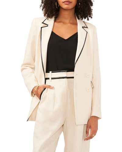 Vince Camuto Oversize Double Breasted Linen Blend Blazer - Natural