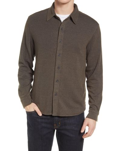 The Normal Brand Puremeso Acid Wash Knit Button-up Shirt - Gray