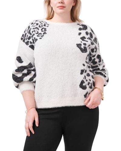 Vince Camuto Animal Pattern Sweater - White