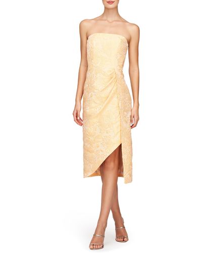 Kay Unger Lucy Floral Jacquard Strapless Dress - Natural
