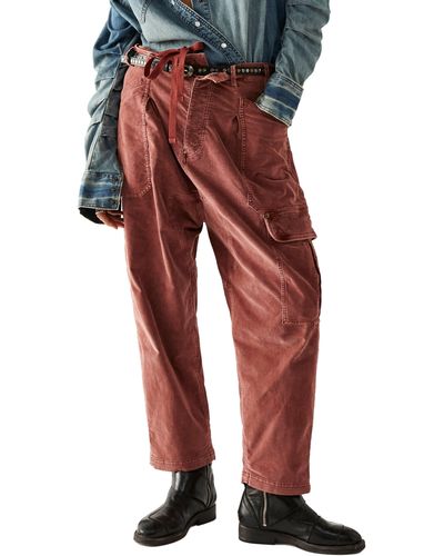 Free People Bay To Breakers Destroyed Cargo Pants - Red