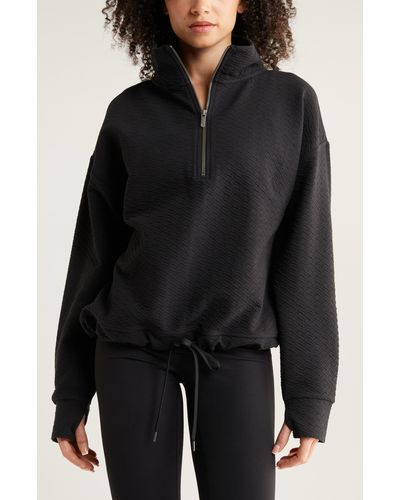 Zella Revive Half Zip Sweatshirt - Black