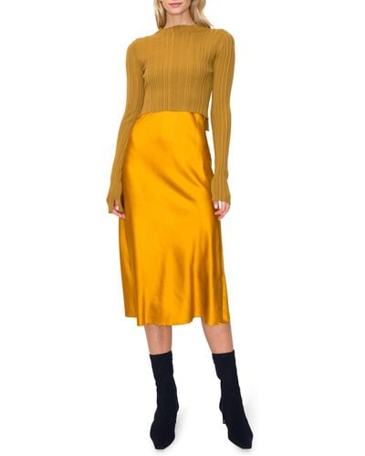 MELLODAY Two-piece Sweater & Slipdress - Yellow