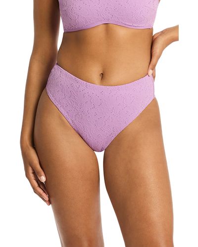 Sea Level Interlace Retro High Waist Bikini Bottoms - Purple