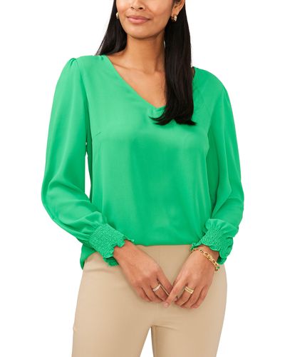 Chaus Smocked Cuff Top - Green