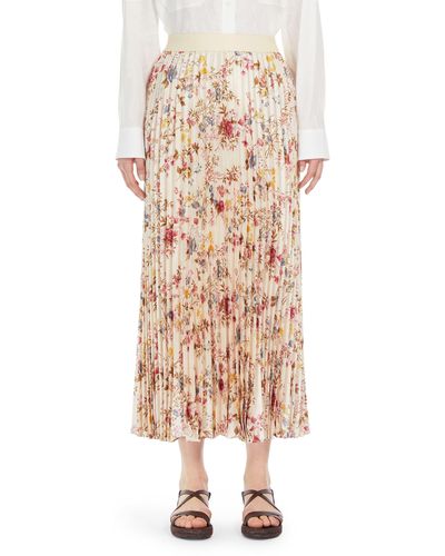 Weekend by Maxmara Palio Floral Pleated Maxi Skirt - Natural