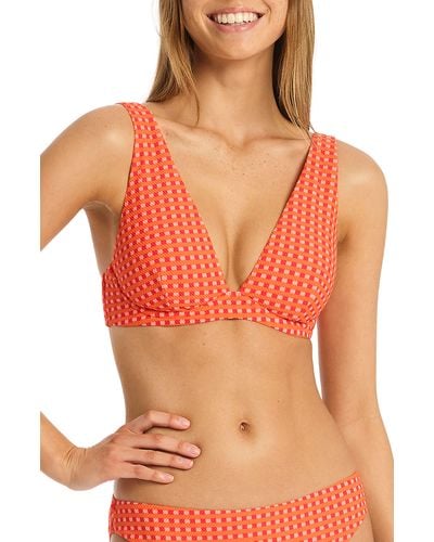 Sea Level Checkmate Longline Underwire Bikini Top - Orange