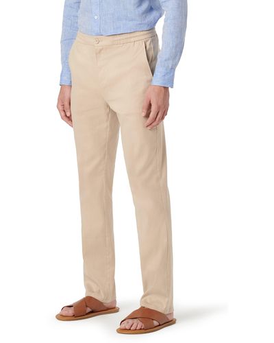 Bugatchi Stretch Cotton & Linen Pants - Natural