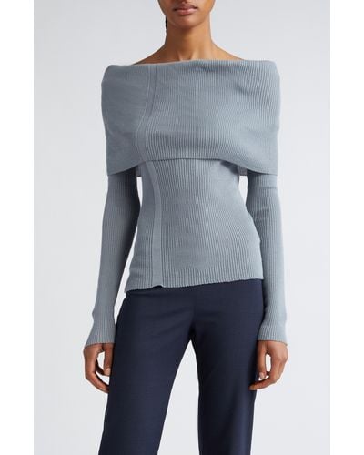 Paloma Wool Palmer Rib Off The Shoulder Sweater - Gray