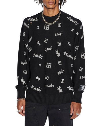Ksubi Krash Box Allover Graphic Sweater - Black