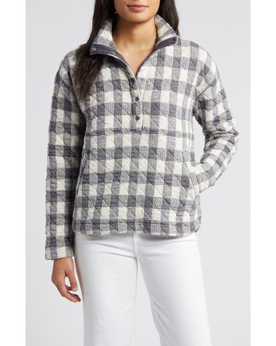 Marine Layer Quilted Snap Placket Pullover - White