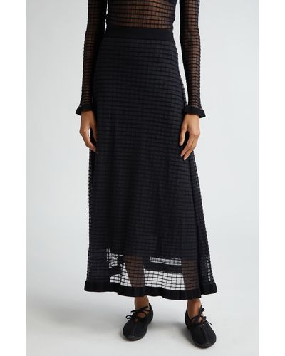 Cecilie Bahnsen Gemma Sheer Grid A-line Skirt - Black