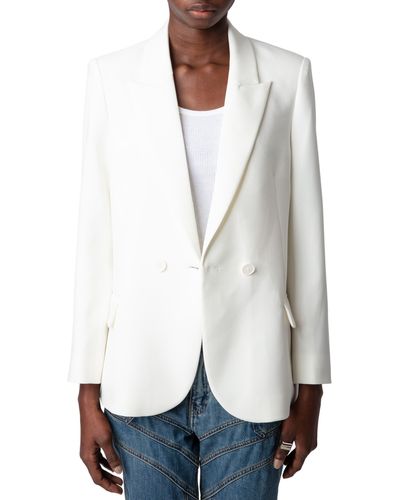 Zadig & Voltaire Visit Crystal Love Wings Blazer - White