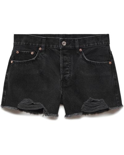 Mango Cutoff Denim Shorts - Black