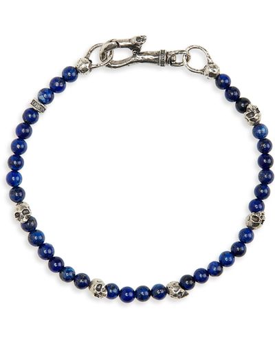 John Varvatos Skull Charm Beaded Bracelet - Blue