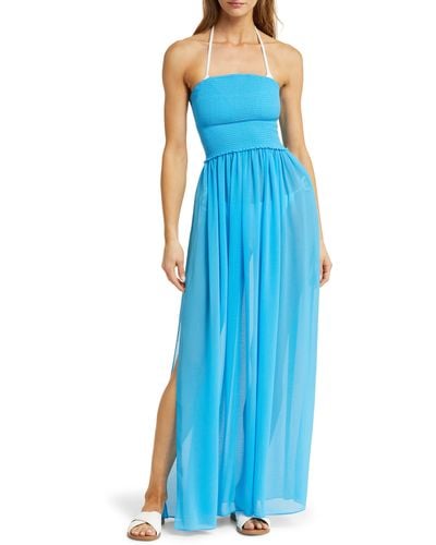 Ramy Brook Calista Strapless Georgette Cover-up Dress - Blue