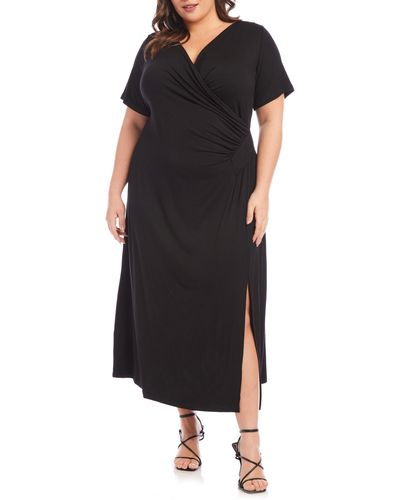 Karen Kane Faux Wrap Midi Dress - Black