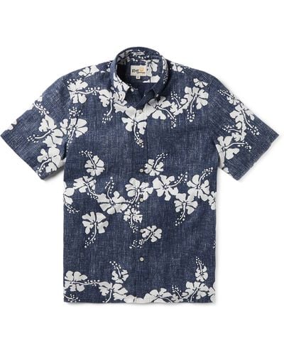 Reyn Spooner 50th State Flower Classic Fit Short Sleeve Button-down Shirt - Blue