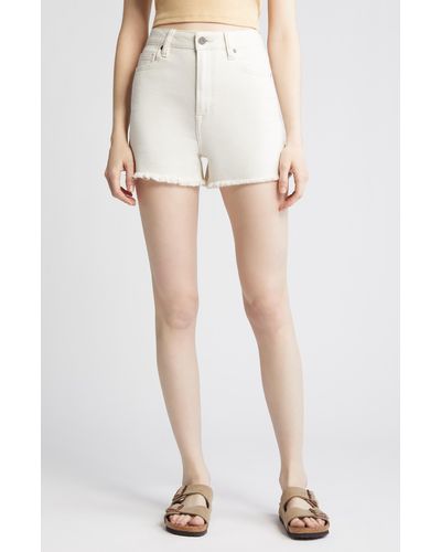 Hidden Jeans Fray Hem Cutoff Denim Mom Shorts - White