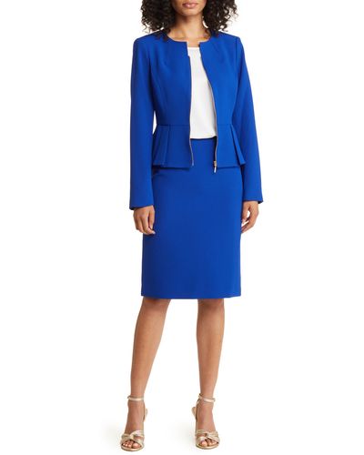 Tahari Two-piece Jacket & Skirt Set - Blue