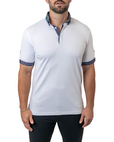 Maceoo Mozartsolid Button Down Piqué Polo At Nordstrom - White