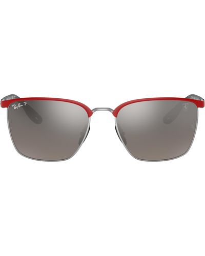 Ray-Ban X Ferrari Scuderia 56mm Gradient Polarized Square Sunglasses - Red