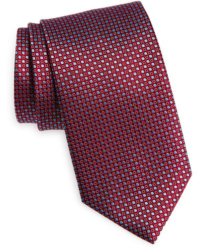 David Donahue Neat Dot Silk Tie - Red