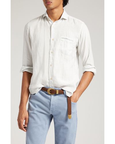 Eleventy Linen Button-up Shirt - White