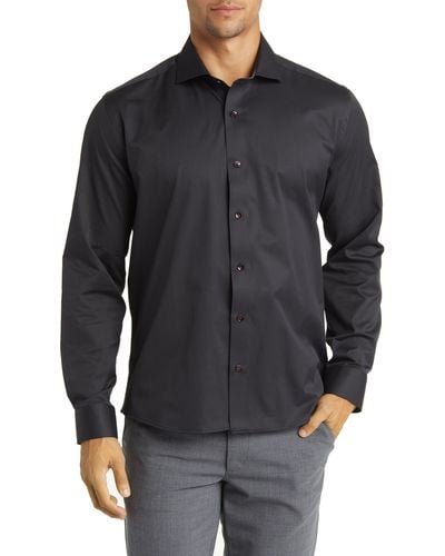 Stone Rose Drytouch Performance Sateen Button-up Shirt - Black