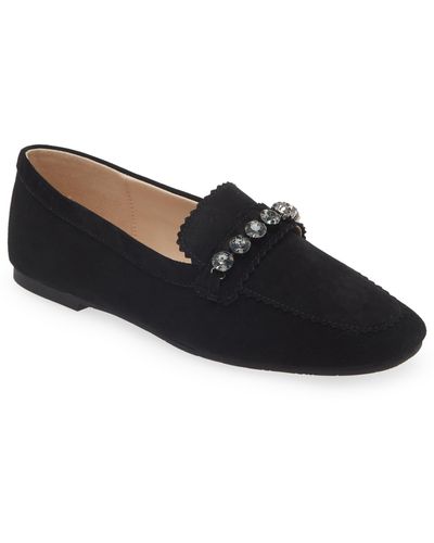 Pelle Moda Herron Crystal Embellished Loafer - Black