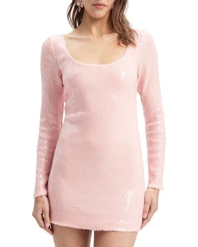 Bardot Arna Sequin Long Sleeve Minidress - Pink