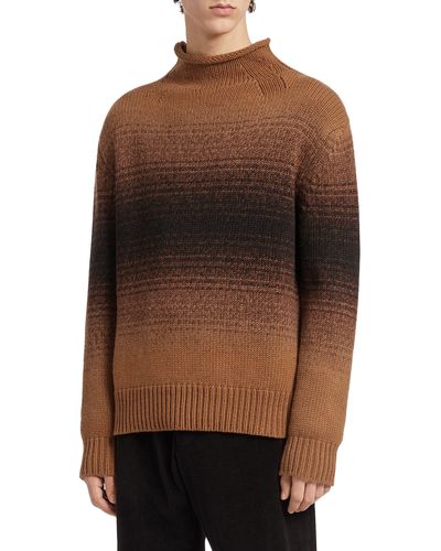 Zegna Oversize Wool Dégradé Sweater - Brown