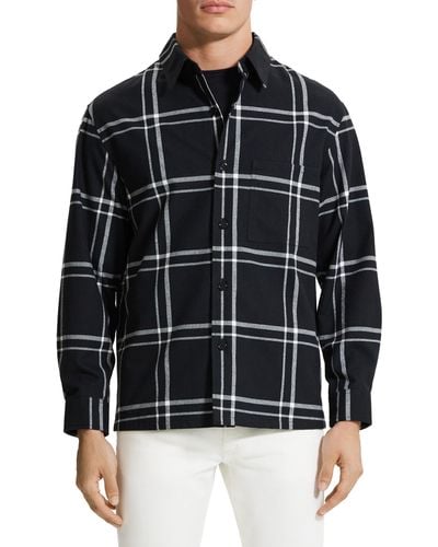 Theory Clyfford Waren Windowpane Shirt Jacket - Black