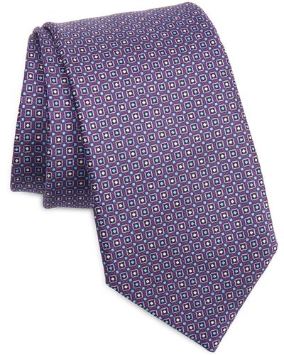 Zegna Geometric Silk Tie - Purple