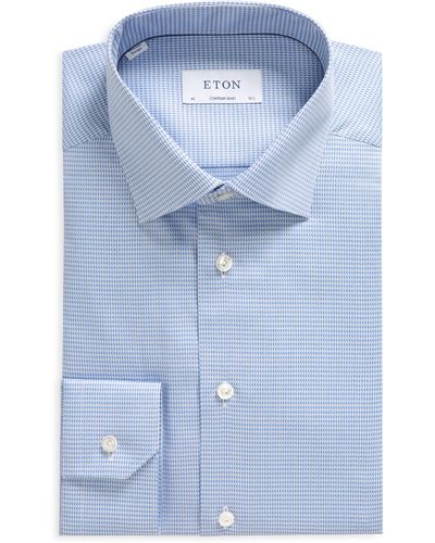 Eton Contemporary Fit Textured Twill Dress Shirt - Blue