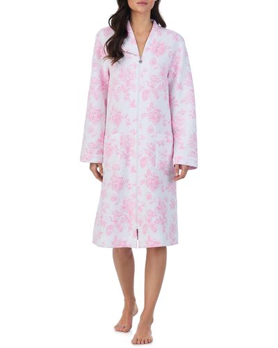 Eileen West Waltz Long Sleeve Zip-up Robe - Pink