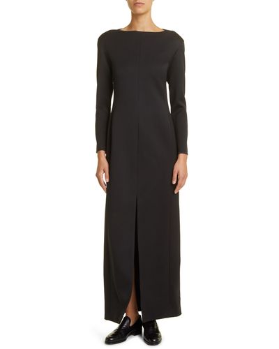 The Row Reysha Long Sleeve Wool Maxi Dress - Black