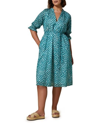 Marina Rinaldi Cinghia Cotton Voile Dress - Green