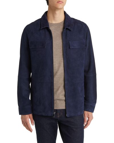 Nordstrom Suede Shirt Jacket - Blue