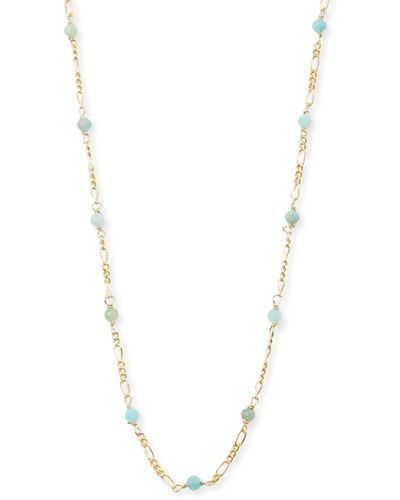 Argento Vivo Sterling Silver Amazonite Figaro Chain Necklace - Blue