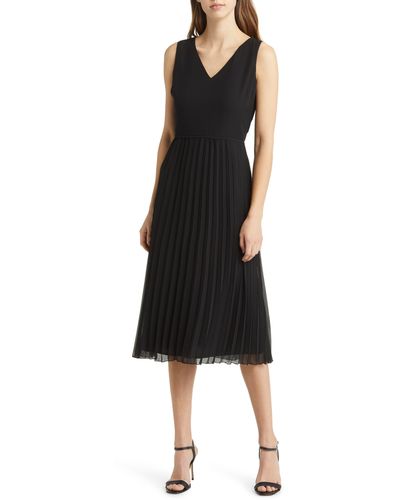 Sam Edelman Pleated Skirt Sleeveless Dress - Black