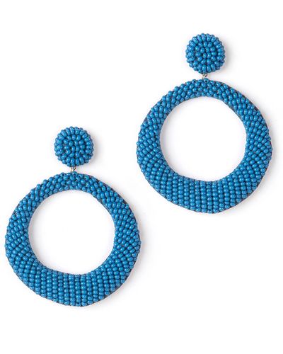 Deepa Gurnani Asta Beaded Hoop Drop Earrings - Blue
